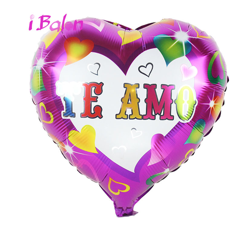 18inch TE AMO Срцето Фолија Балони 10pcs шпански Те Сакам Хелиум Globos Свадба Денот на Вљубените Декорација на Настанот