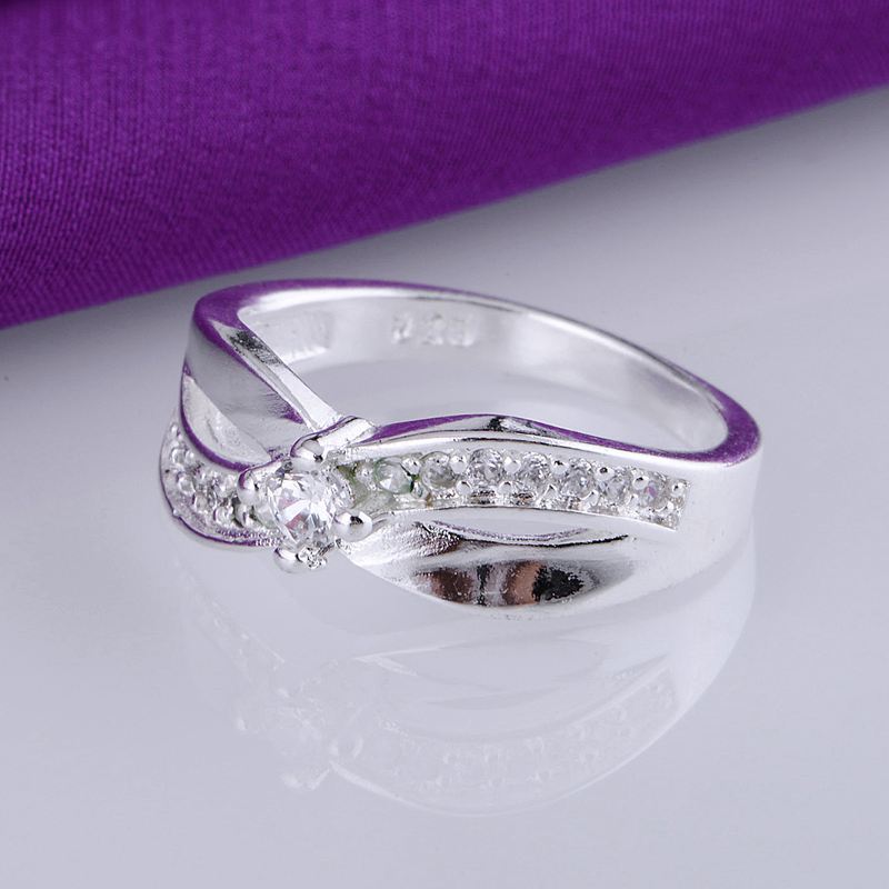 Трговија на големо позлатен сребрен прстен, Сребрени мода накит, interlaced сјајна инкрустирани /heoapvva gsbapjia LQ-R162