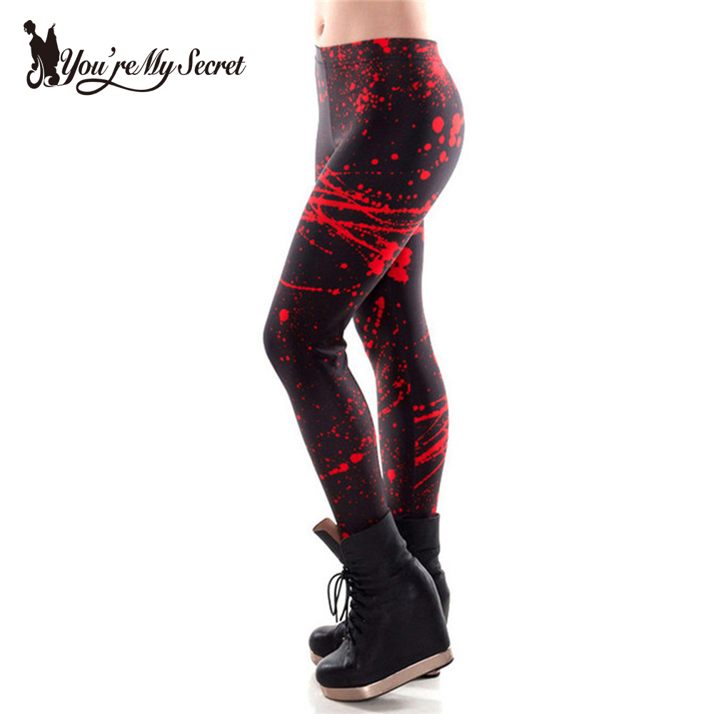 [Ти си Мојата Тајна] Мода Црвено Плус Големина Leggings Жена Крвта Дамки 3D Дигитален принт Фитнес Leggins Жените Молив