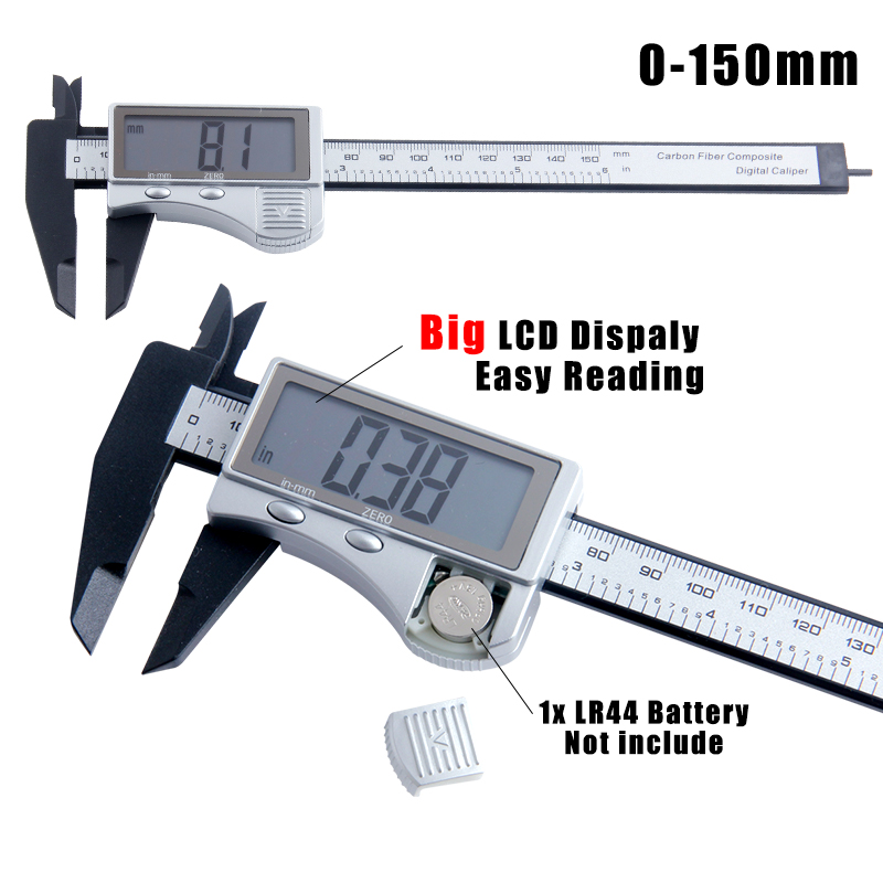 RUITOOL Дигитални Caliper 0-100mm/150mm Голем LCD Пластични Vernier Caliper mm/inch Микрометар Vernier Caliper Мерење