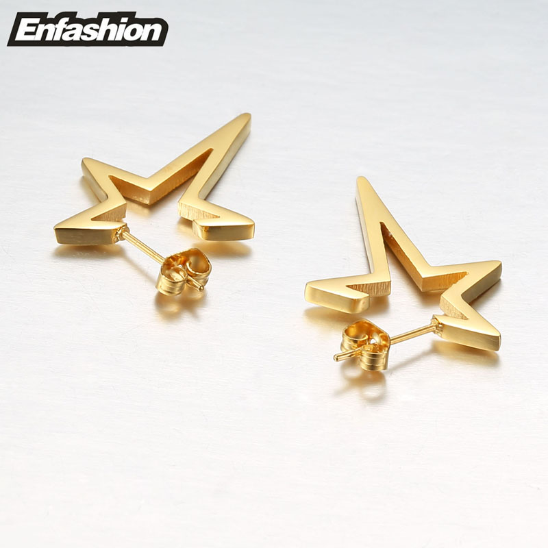 Enfashion Ѕвезда Обетки Панк Студ Earring Се Зголеми Златна Боја Earings Нерѓосувачки Челик Обетки За Жените Накит Трговија