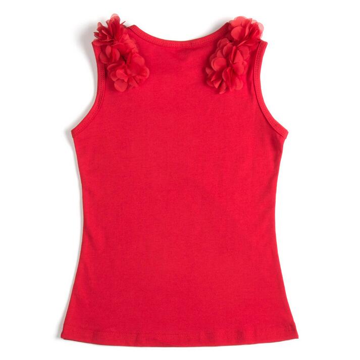 Лето 2-6 години девојки се облекуваат децата фустани Памук Три-димензионални цвеќиња Директно Розова боја / Црвен Девојки фустан без Ракави