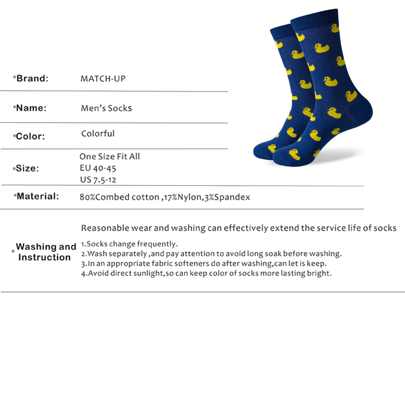 Натпревар-Up Мажите Патка Цртан филм Чешлани Памук Екипажот чорапи Бренд чорапи (5 пара / многу )