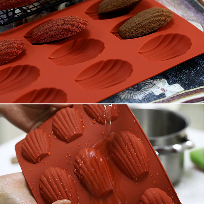 торта дизајн 9 дупка Медлин силикони торта тави тесто украсување школка форма чоколадо мус желе силиконски калап бесплатен