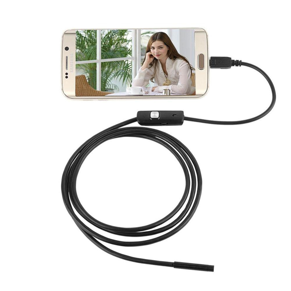 Gizcam Endoscope 1M 7MM Водоотпорен OTG Android Телефон Endoscope Инспекција USB Borescope Цевка со 6 Led диоди Змија