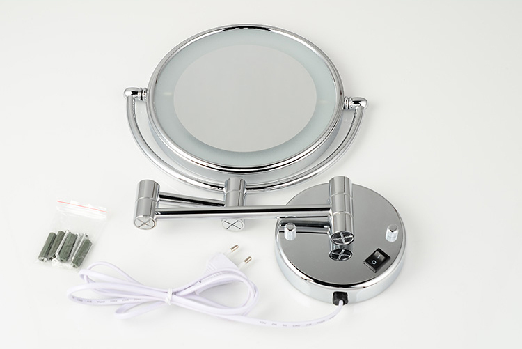 2014 Висок Квалитет Месинг Хром Бања LED Козметички Огледало Во Ѕид Монтирани Огледала Бања Прибор