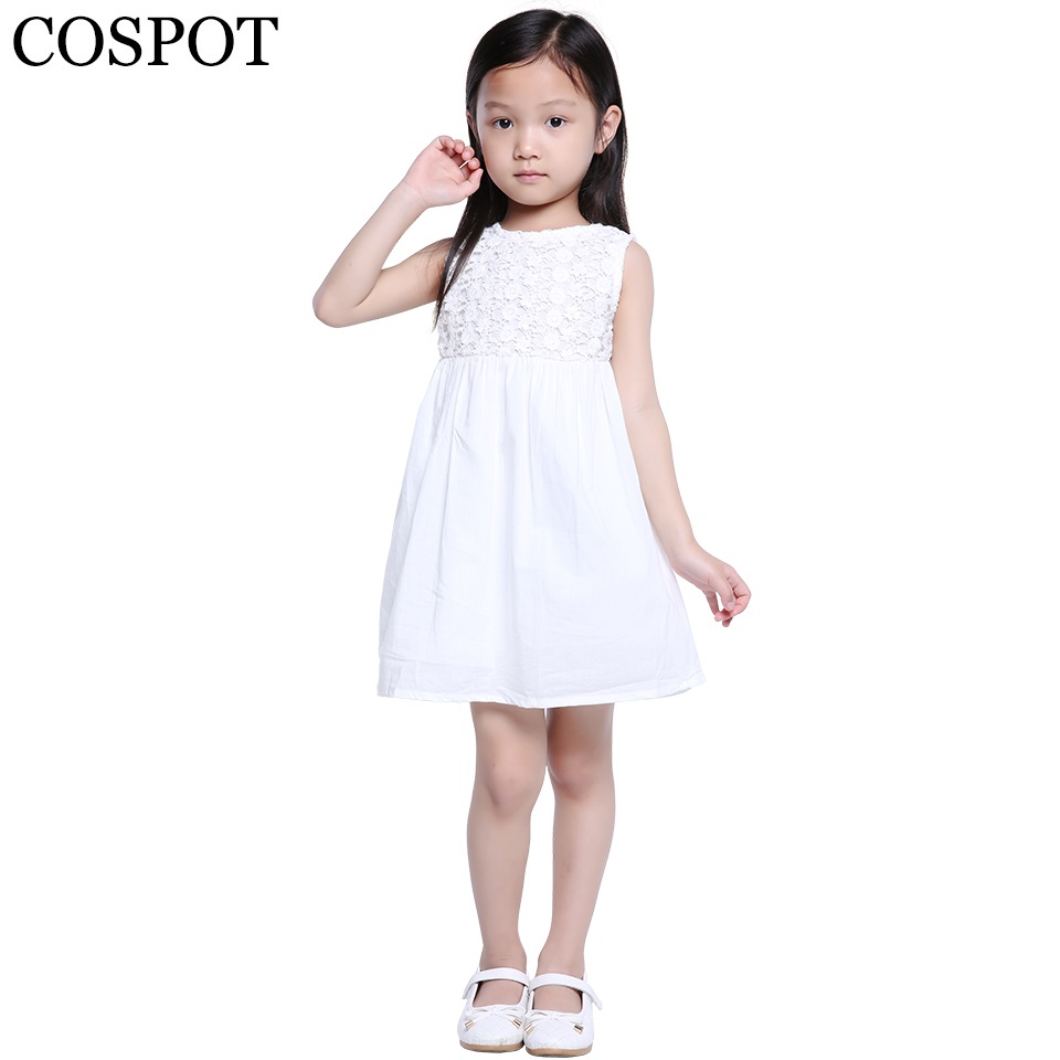 COSPOT Бебе Девојки Лето Принцеза се Облекуваат Девојка е Обична Бела Мини Фустан Девојки Лето Мода Обичните Фустан 2018