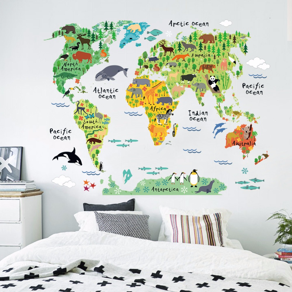 Нови Креативни Мапата На Светот За Статистика Ѕид Налепници За Дете Соба Дневна Соба Да Се Отстрани Ѕидот Налепница Дома