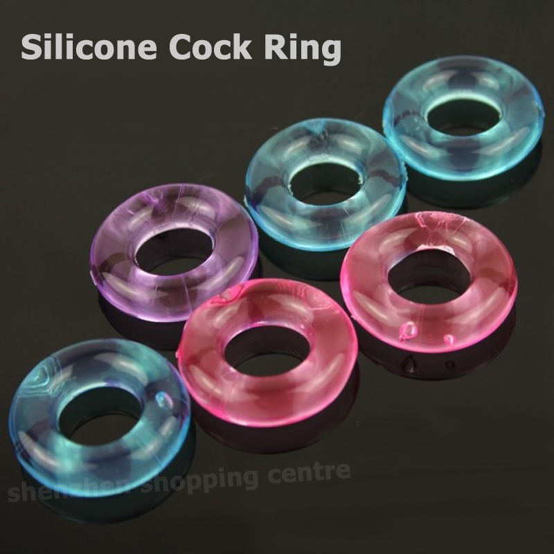 (5pcs) Транспарентен кристал солидна пенисот прстен казна за задоцнување силикони петел прстен за машки и женски флерт
