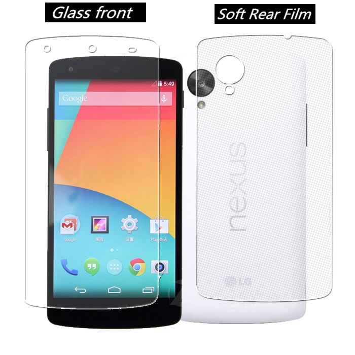 мобилен Телефон Мека Задните Филмот +Калено Стакло Екран Заштитник За LG Nexus 5 E980 Guard Филм Nexus5 Пред Назад Заштитна