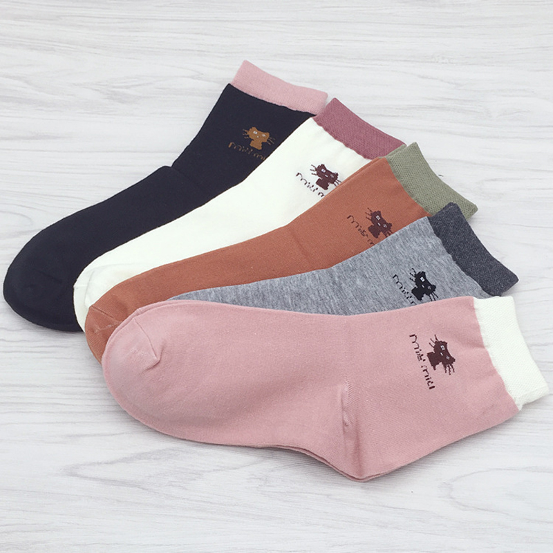Висок квалитет на есен и зима нови жените чорапи краток Животинско на цртан филм мачка прекрасна за жените памучни чорапи