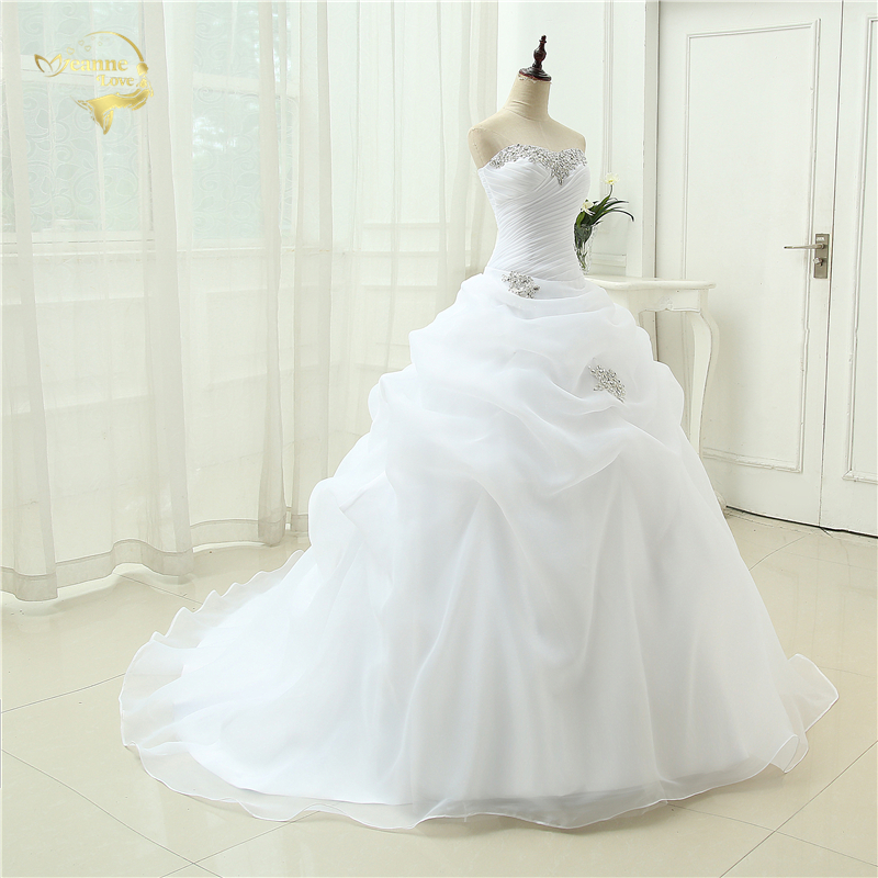 Топла Продажба на Нови Пристигнување Vestido Де Noiva Линија Булчински Gown Beading Бела боја на слонова коска венчаница