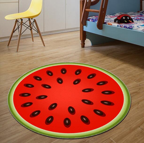 НОВАТА 3D овошје круг област килими круг тепих детска соба капење килим спалната соба мат не се лизга 60*60 80*80 100*100
