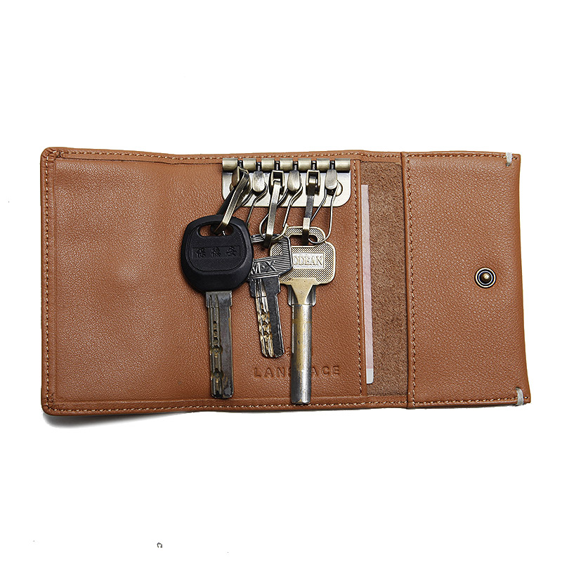 LANSPACE мода кравја кожа клуч на носителот бренд клучните паричникот рачно изработени копче случај