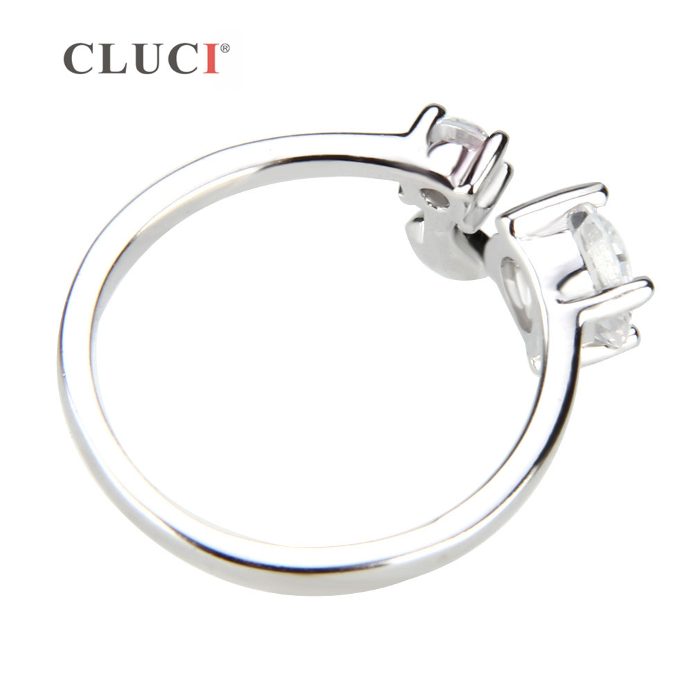CLUCI прилагодливи 925 фунта сребрен прстен додатоци со бисер седиште 1 парче