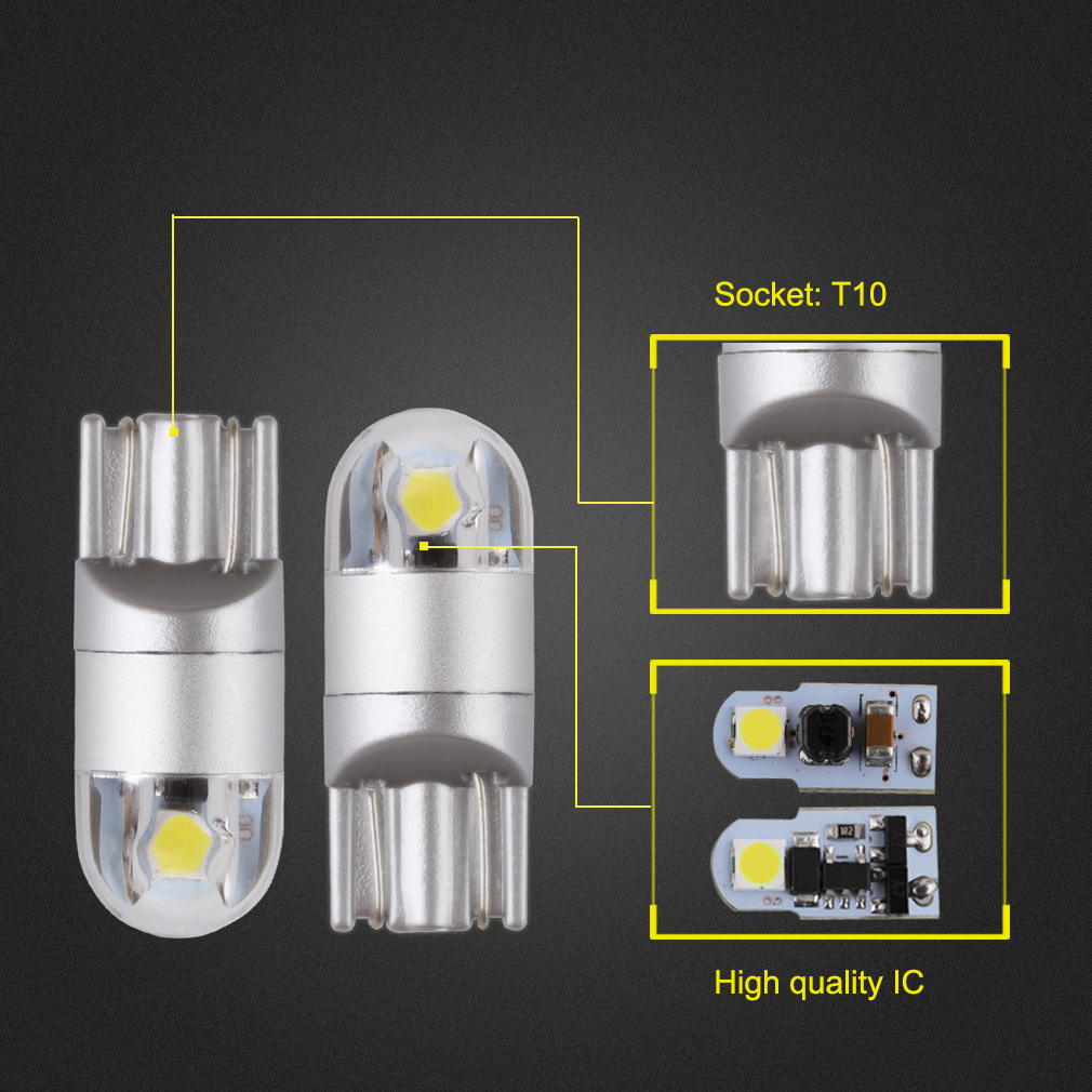 2 парчиња T10 LED Светилки Бела 168 501 W5W LED Светилка T10 Оптоварување 3030 2SMD Внатрешни Светла 12V - 24V 6000K