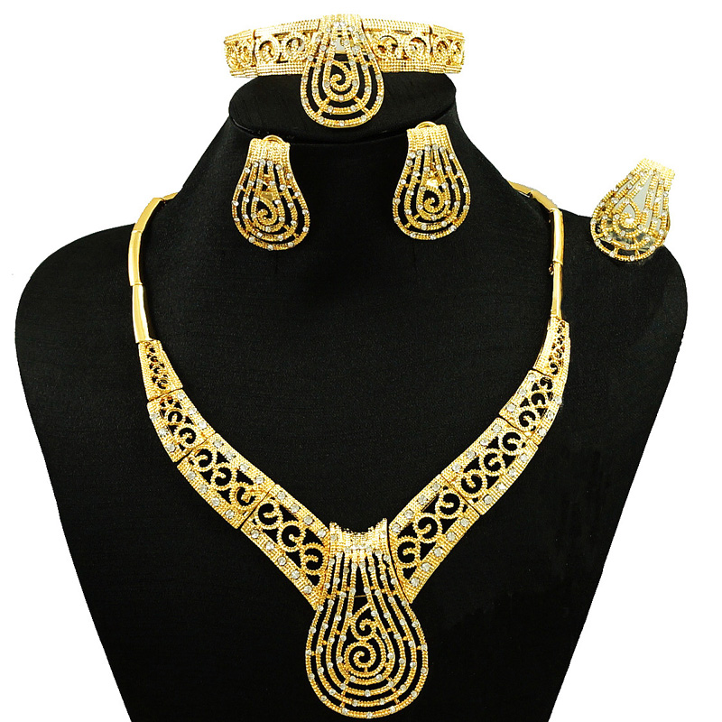 африкански златен накит поставува боја камен висок квалитет мушка накит поставите мода свадба накит ѓердан обетки