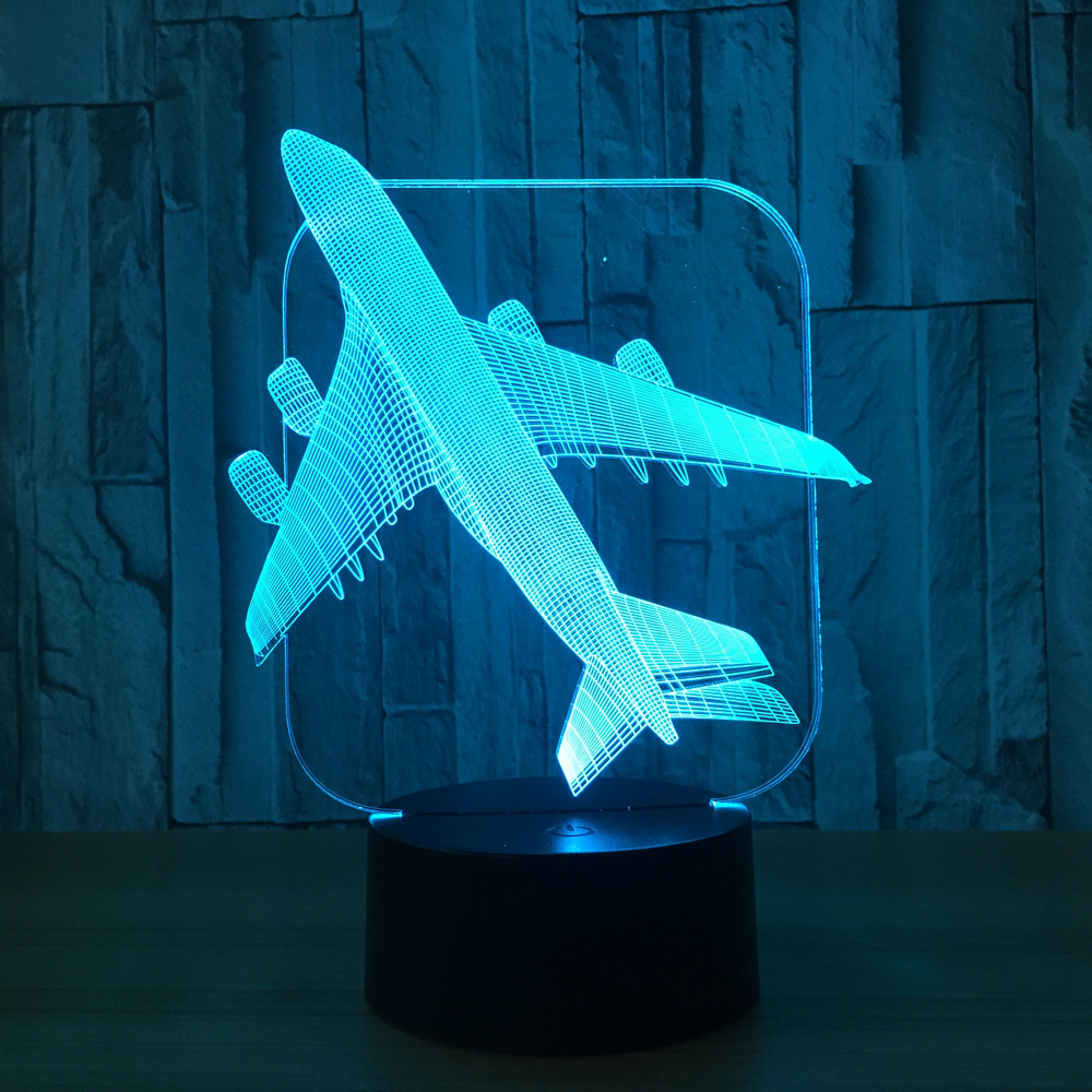 3D Авиони Warplane Модел Креативни Ноќ Светлина на Допир Млазен Авион Биро LED Светилка Илузија Светилка Ноќни Ламби