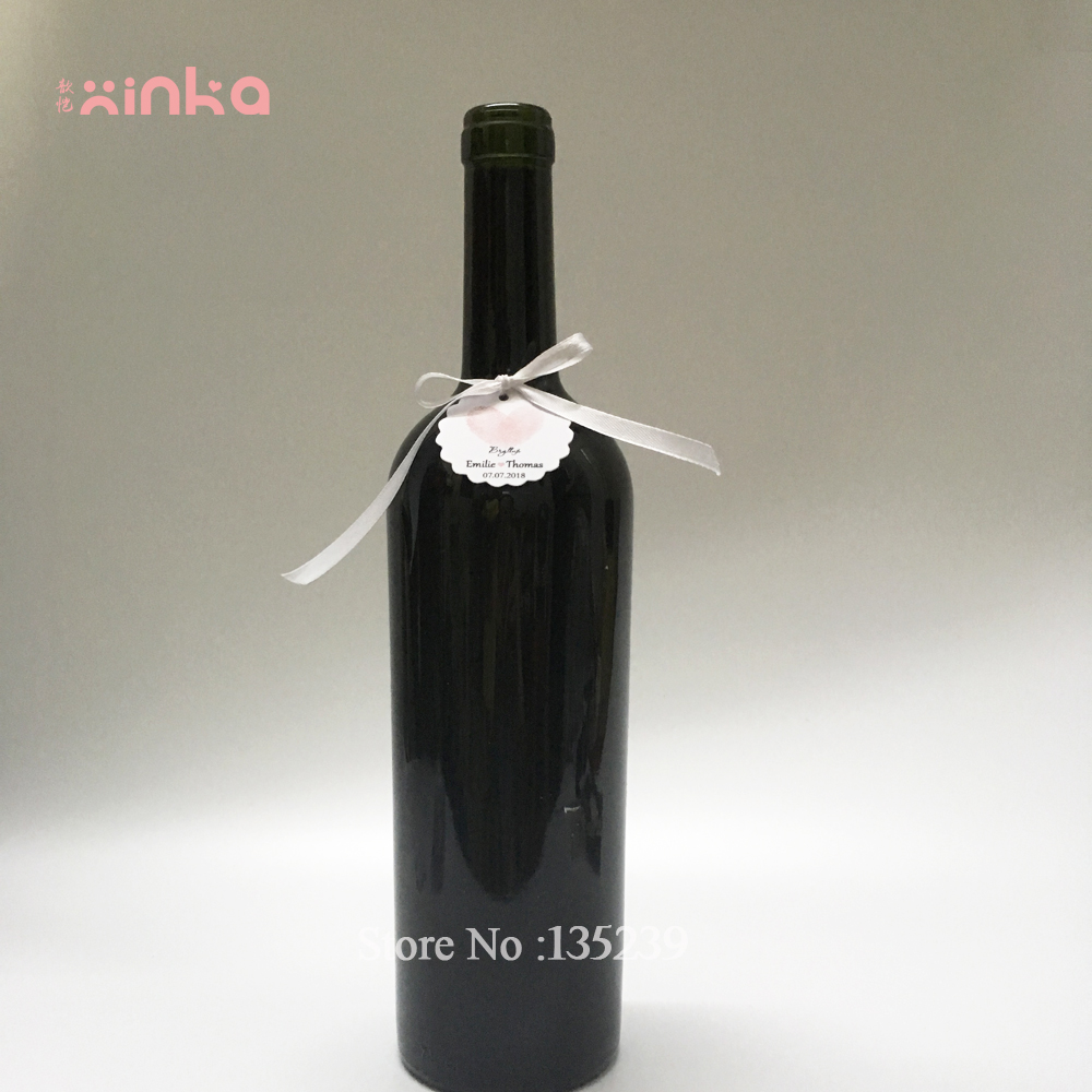 20pcs Обичај Свадба Шише Вино Етикетата + срцето ознаки лента, Приспособливи Вино Labels Булчински Туш, Персоналните