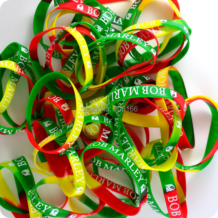 50x БОБ МАРЛИ Јамајка Rasta Реге Панк Хип Силикони Хривнија црвено жолто зелено wristband Мода накит