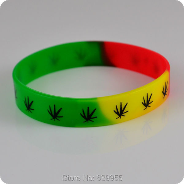 10x Канабис лист Јамајка плевел Rasta Реге Панк Хип Силикони Хривнија црвено жолто зелено wristband Мода накит